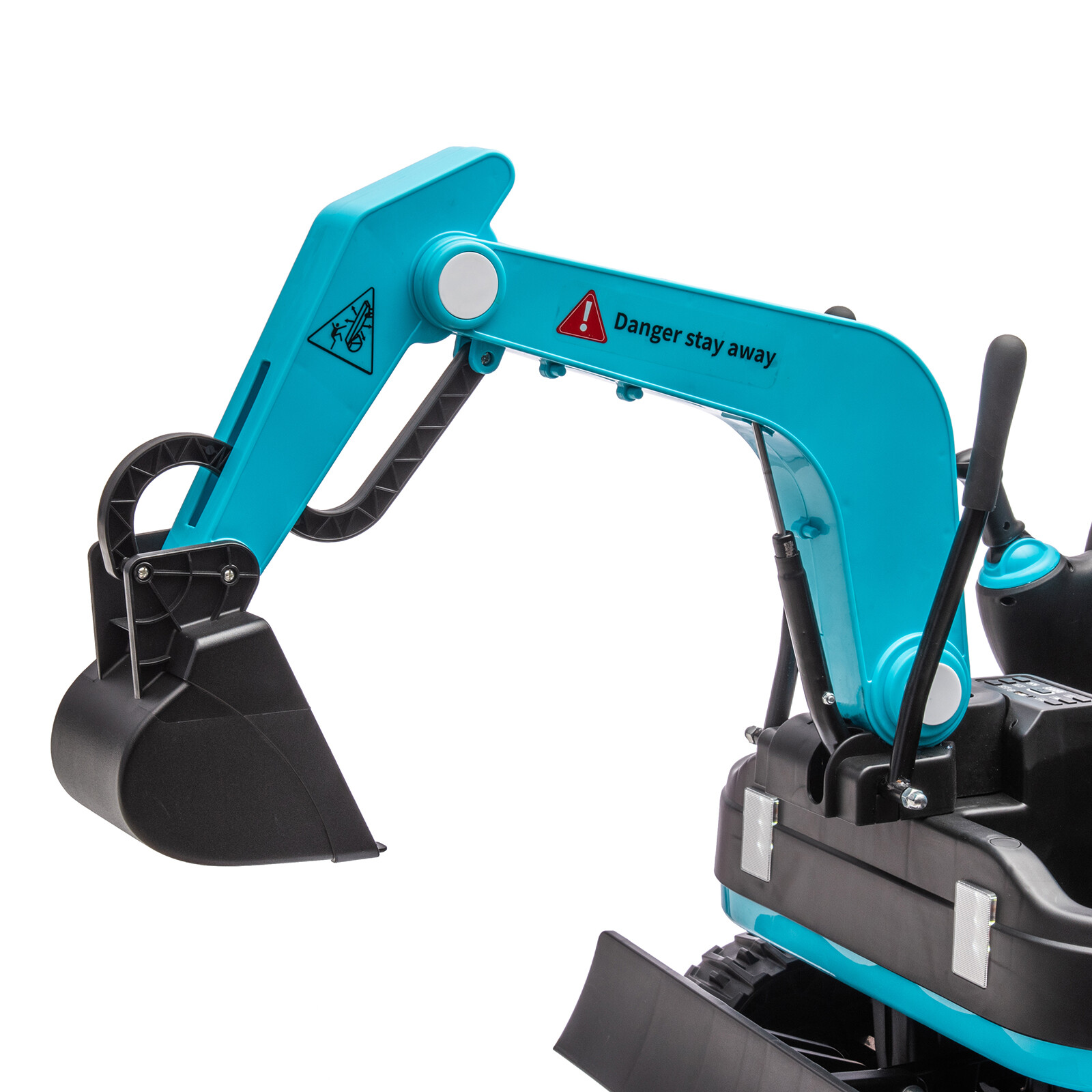 JOYLDIAS Blue 360° 12V Battery Kids Ride On Excavator & Bulldozer w/MP3,Remote