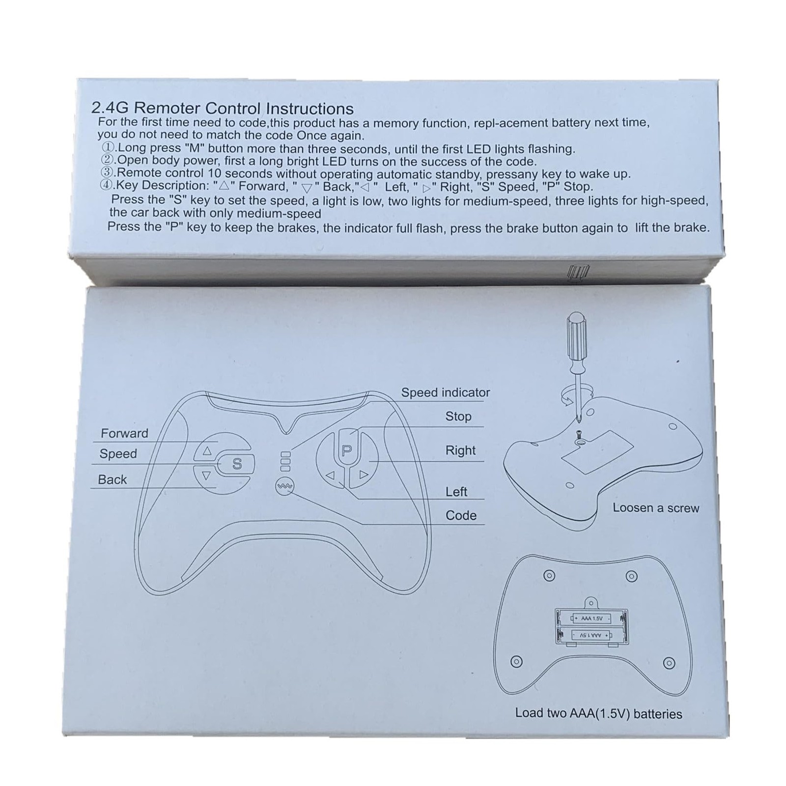 2.4G Bluetooth Remote Control Transmitter Children’s Electric Large, White