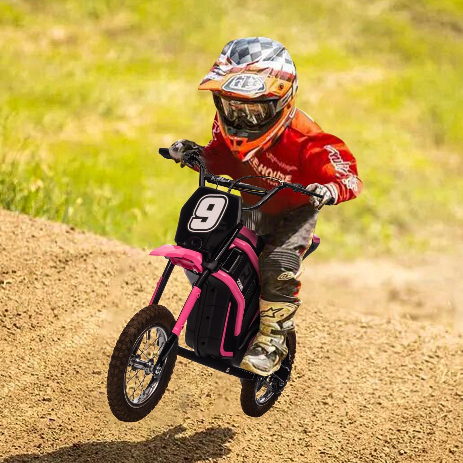 24V Electric Dirt Bike for Kids ,Off-Road Ride on Motorcycle for Boys and Girls