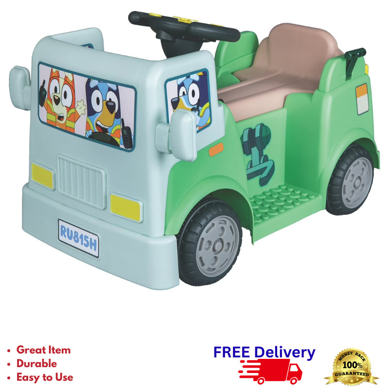 Bluey 6V Garbage Truck Ride-On Kids Electric Vehicle Toy w/ Dump Function