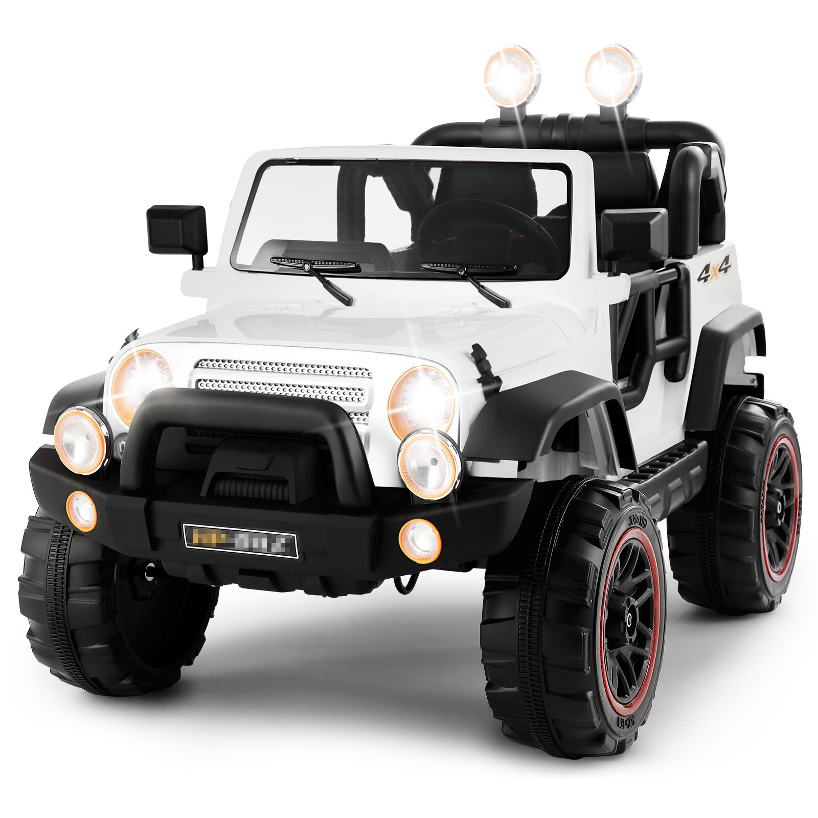 12V Battery 3 Speeds Kids White Ride On Car Truck w/ RC+MP3+LED Light+USB+Cover