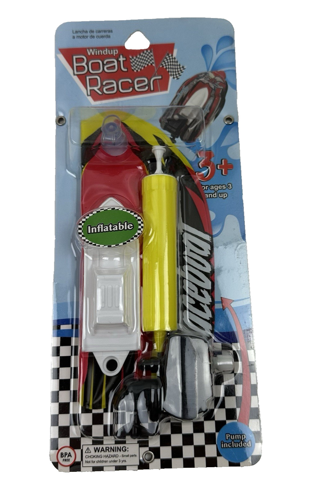 Items 4U! Windup Boat Racer Inflatable Toy Boat (ages 3+) New/Sealed
