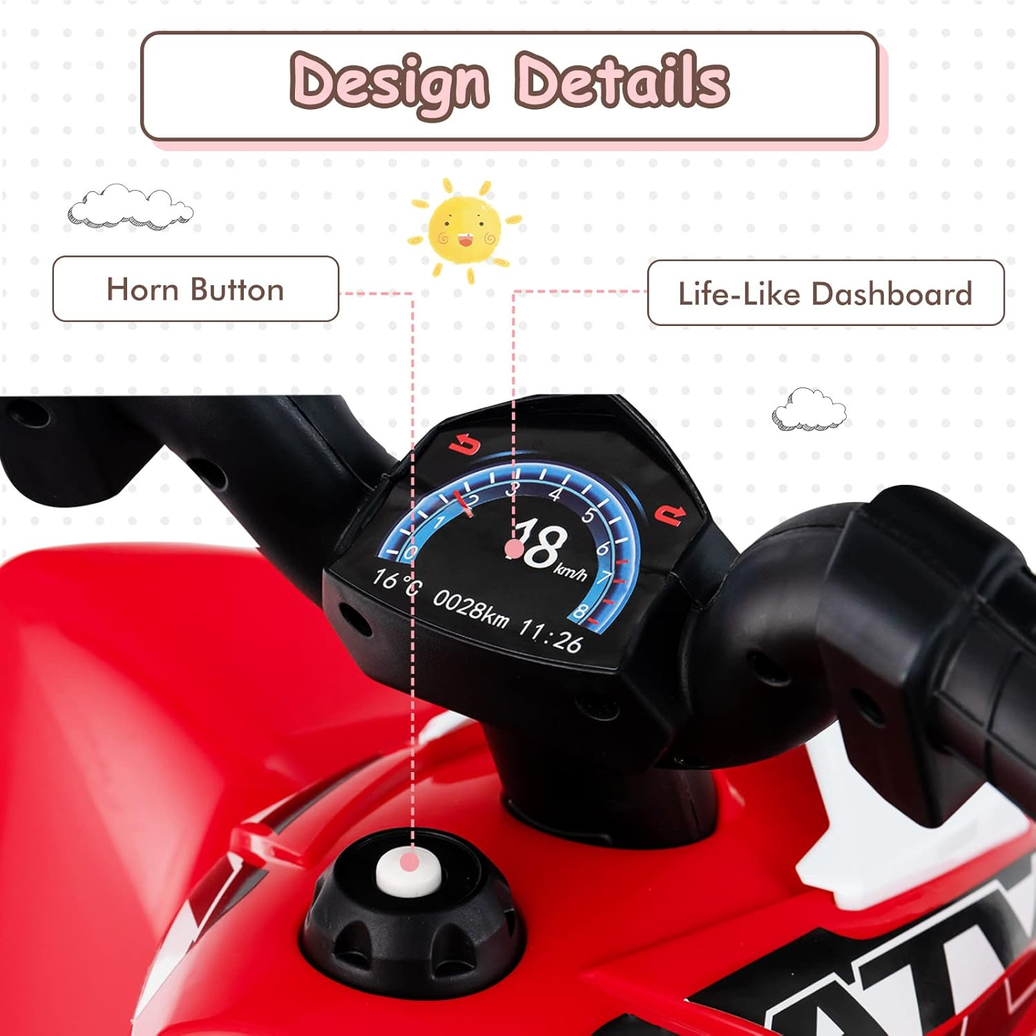 Kids Ride on ATV, 6V Electric Vehicle for Toddlers, 4 Wheeler Battery Powered Mo