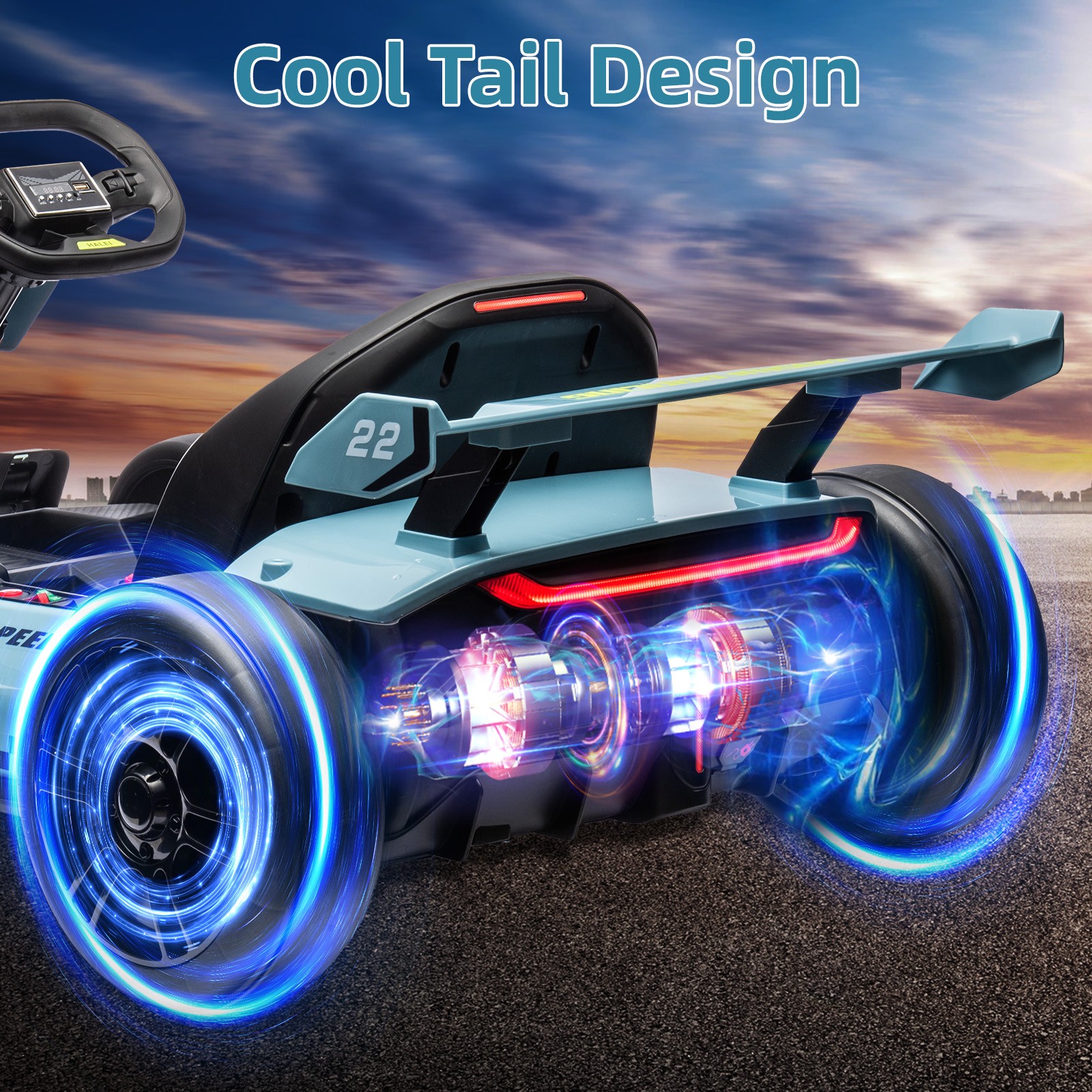 24V Kids Go Kart,300W Powerful Electric Drift Kart Car Toys with Adjustable Seat