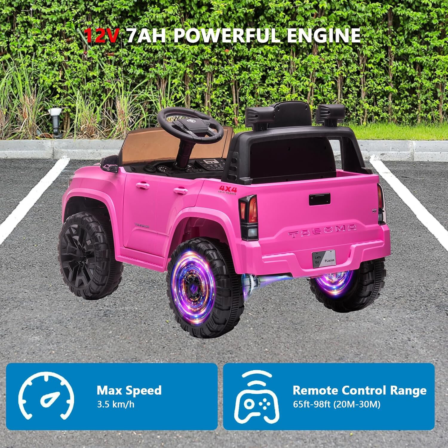 12V Kids Ride-On Car With Parent Remote Control &LED Headlights for 3-6 Year Old