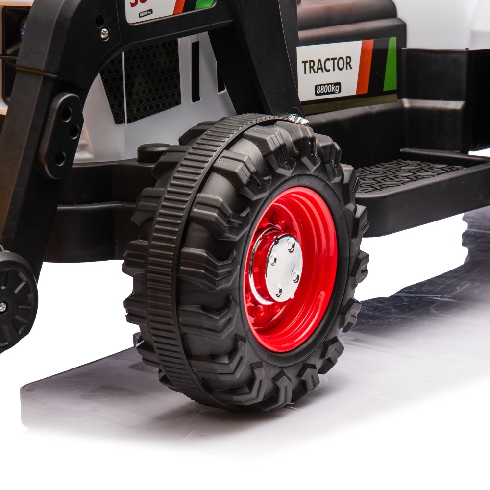 24V Kids Electric Tractor 4-in-1 Attachments Remote 3-Speed Music LED 3-8