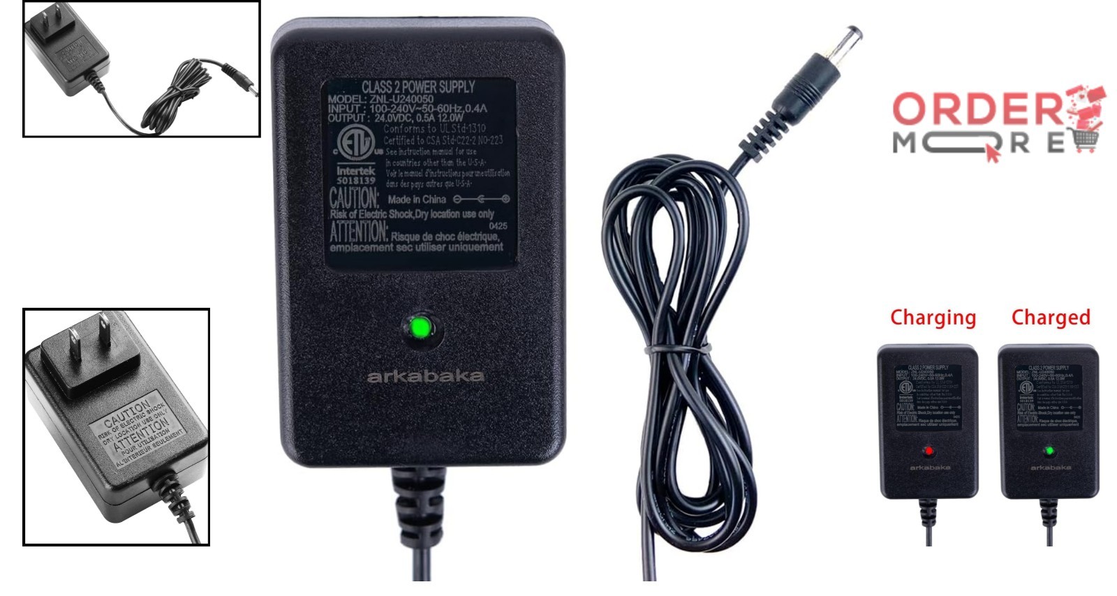 24V Battery Charger for Ride on Toys Cars SUV Car Lead-Acid 240V Input