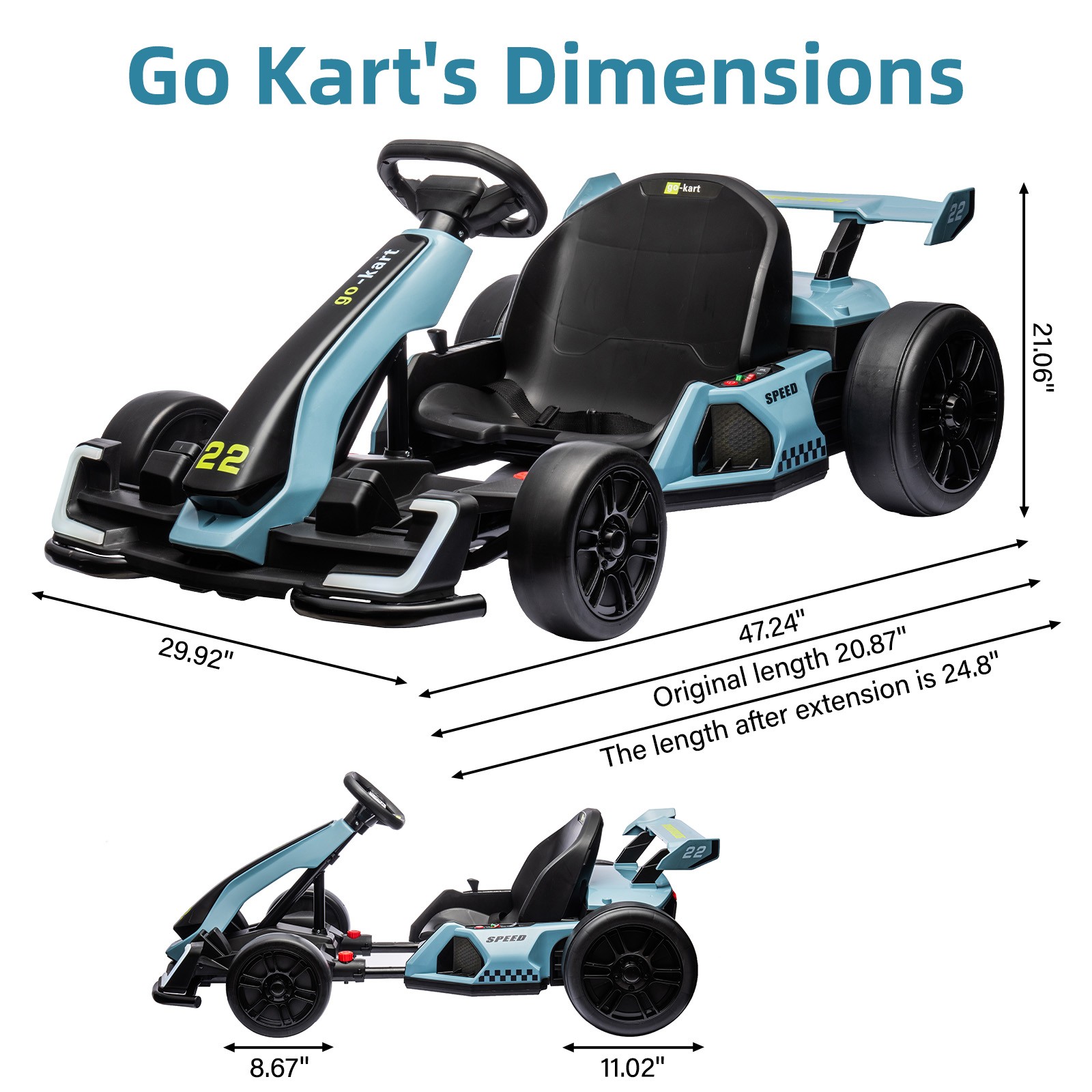 24V Kids Go Kart,300W Powerful Electric Drift Kart Car Toys with Adjustable Seat