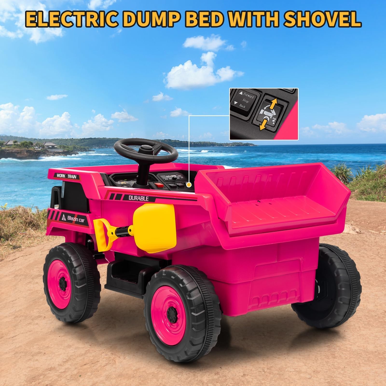 12V Kids Ride On Dump Truck With Remote Control & Shovel Electric Ride On Toy
