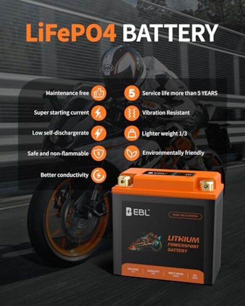 Lithium LiFePO4 Motorcycle Battery 12V 7Ah, 210CCA, ATV, UTV, Jet Ski, 6MF7-BS