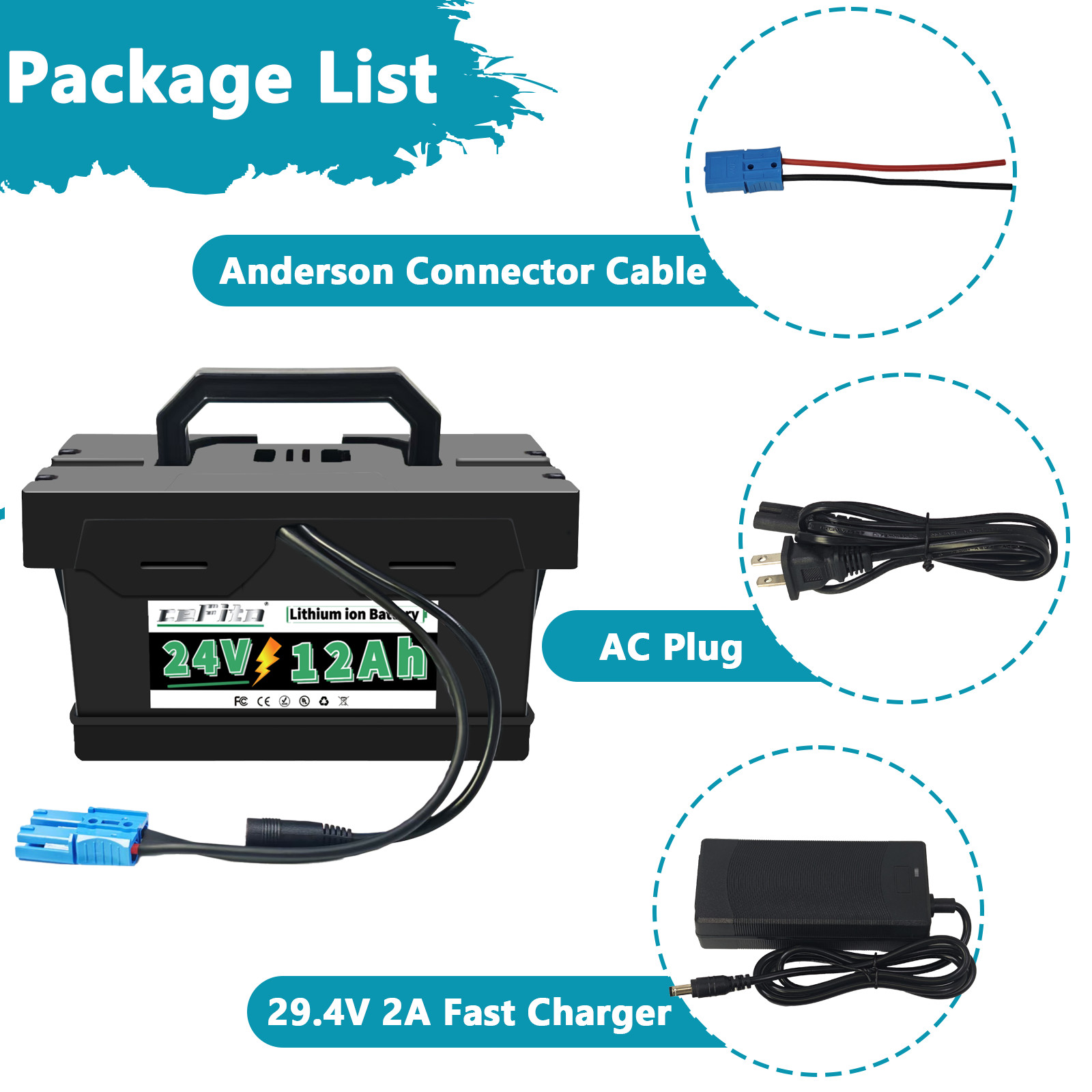 24V 12Ah Lithium Battery for Power Wheels 24V Battery for Kids Ride-On Cars Toys