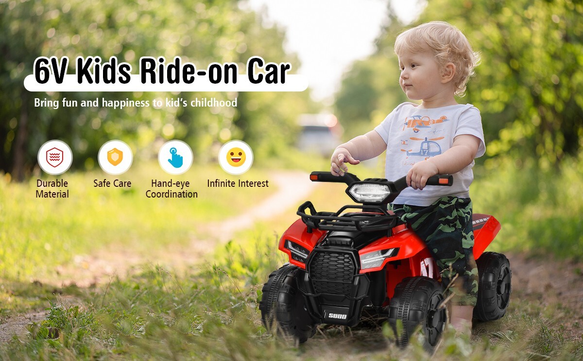 12V Kids Electric 4-Wheeler ATV Quad Ride On Car Vehicle W/ MP3 & LED Lights Red