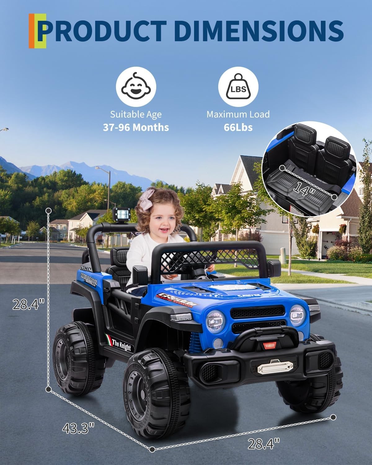 12V Kids Ride on Truck Toys for Big Kids Electric Vehicle with Parent Remote