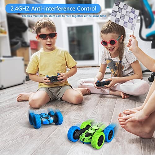 Remote Control Car for Kids, 360° Rotating Standard (Headlights) Blue&green