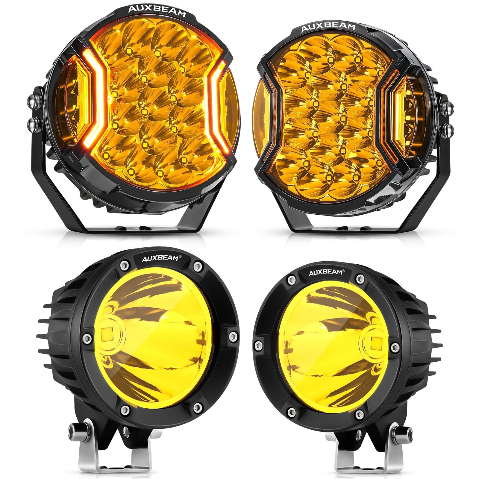 Auxbeam 7 Inch V-Ultra Series Side Shooter Off-Road Lights, 4 Inch C4 Series …