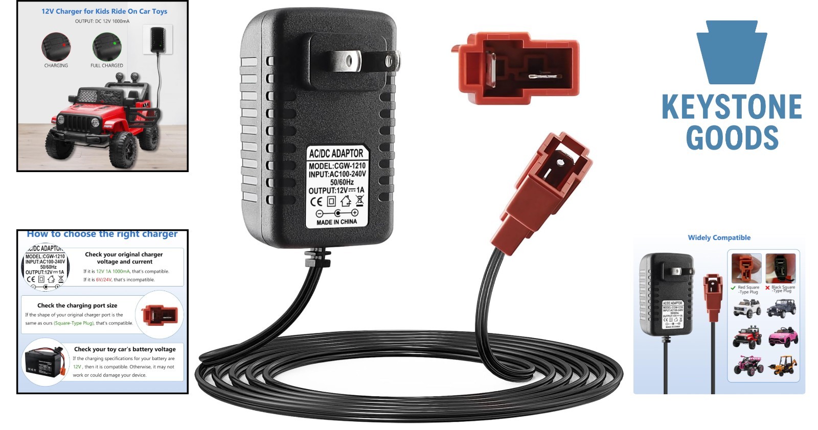 12V Ride-On Toy Battery Charger for BMX X6, GMC, ATV, Power Wheels & More