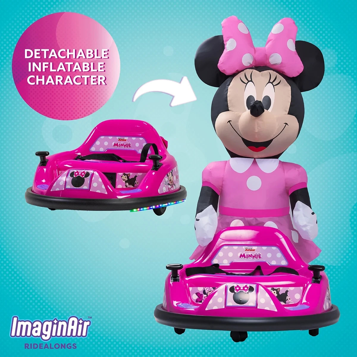 Minnie Mouse ImaginAir 6V Battery-Powered Bumper Car Ride-On, Pink