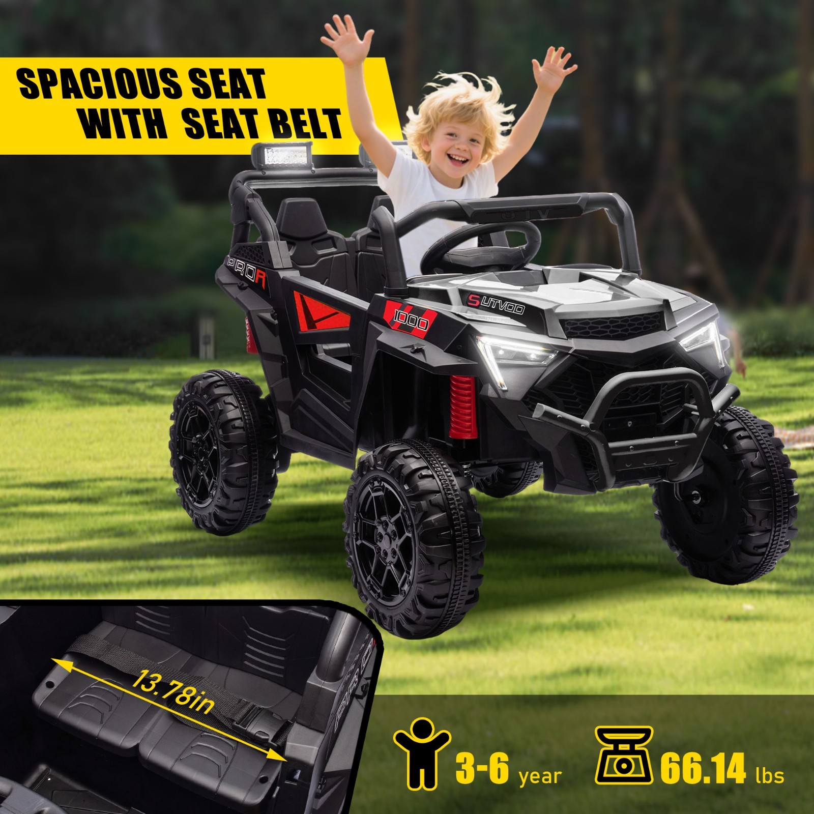24V Kids Electric Car Ride On Toy UTV w/Remote,Power Wheels Truck for Boys Girls