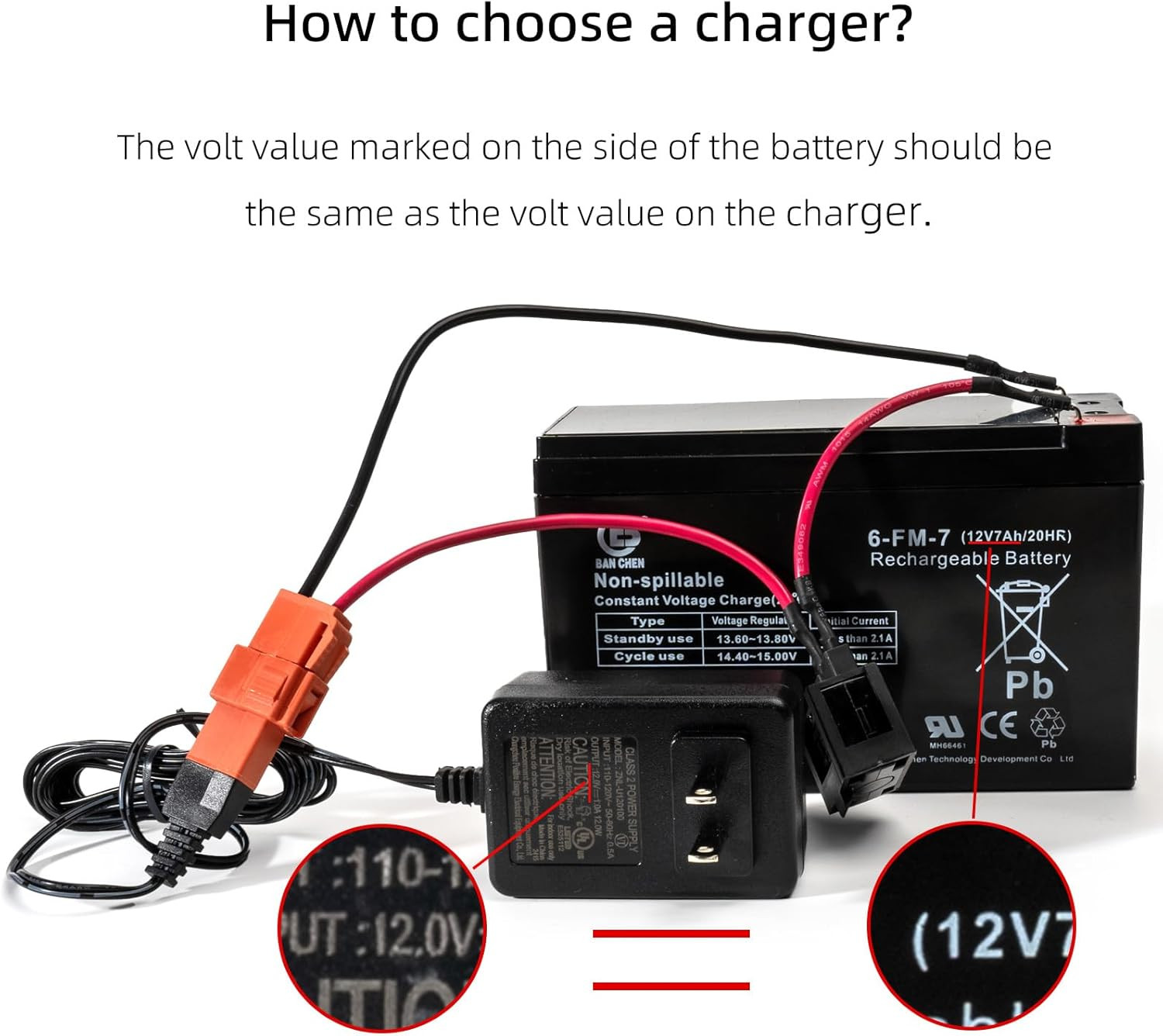 12 Volt Battery Charger for Ride On Toys and Battery Wire 12V Kids Ride On Car C
