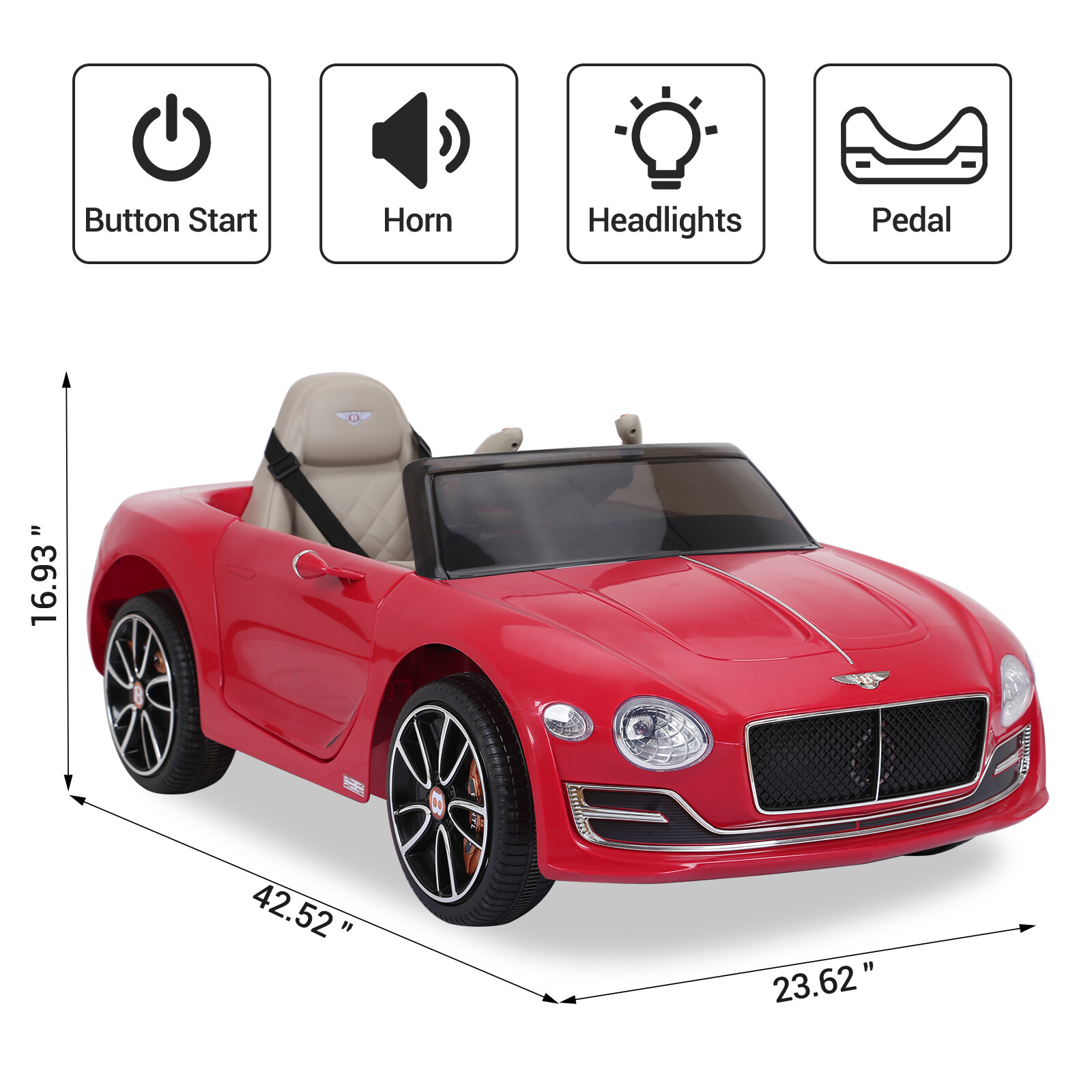 Licensed Bentley EXP12 Kids Ride On Car 12V Electric Remote Control & LED Lights