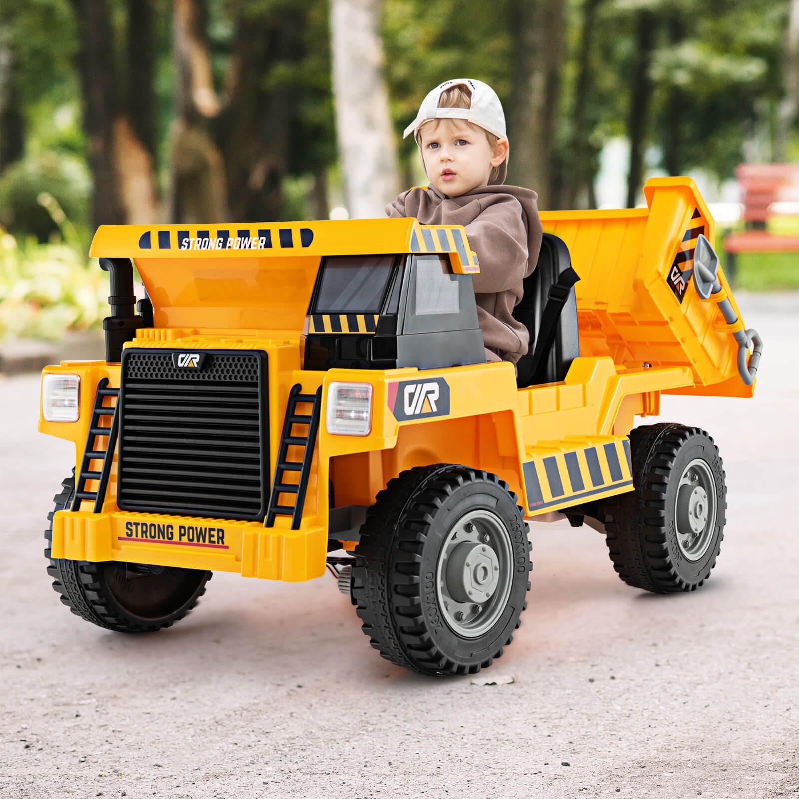 Kids Ride-On Dump Truck w/ Wireless Connection Music LED Lights Soft Start
