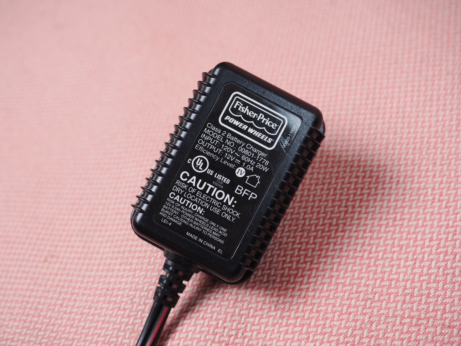 Genuine Power Wheels 12 Volt Battery Charger For Gray or Orange Battery 12V