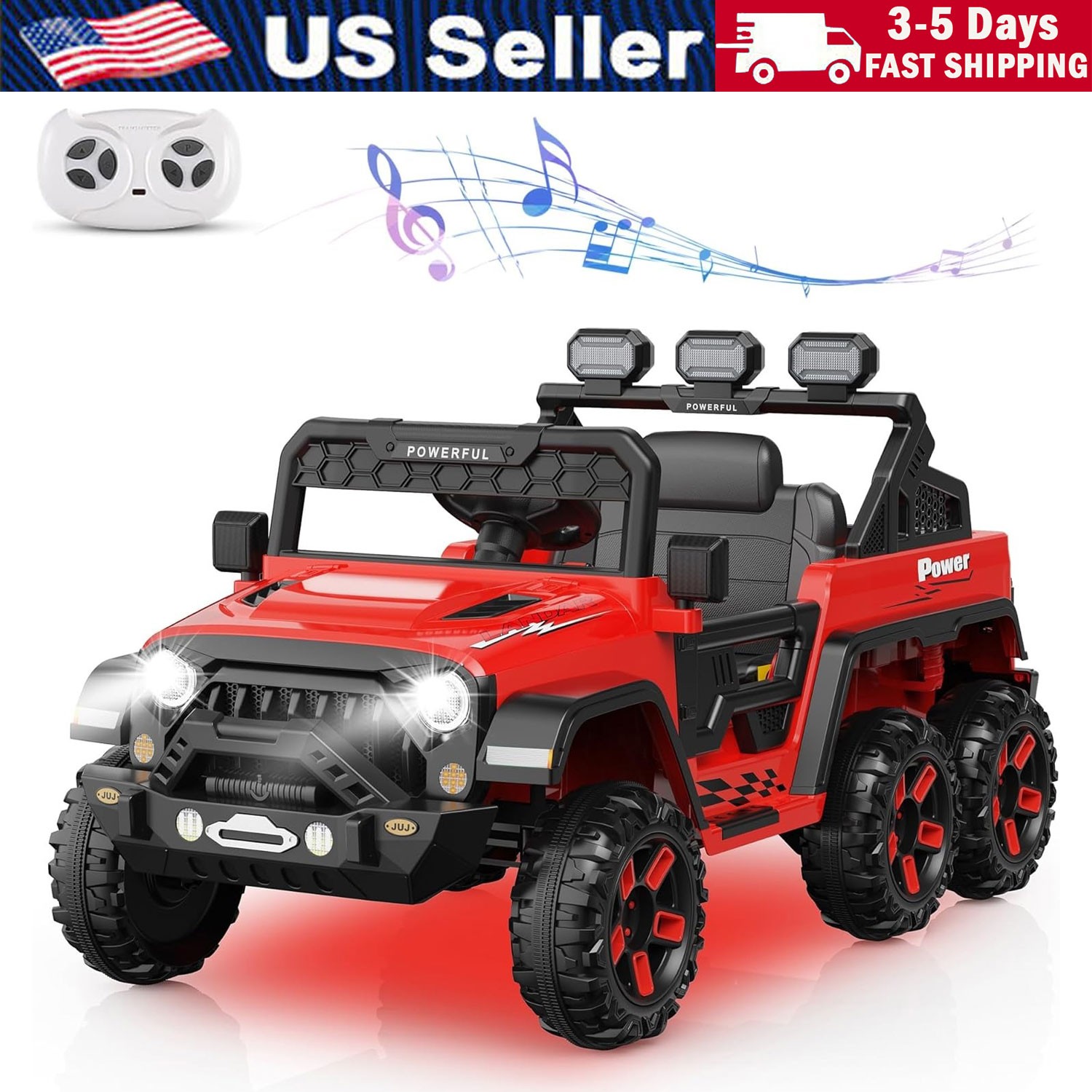 24V Ride on Toys for Big Kids Electric Car 4WD with 6 Wheels 3 Speeds Red
