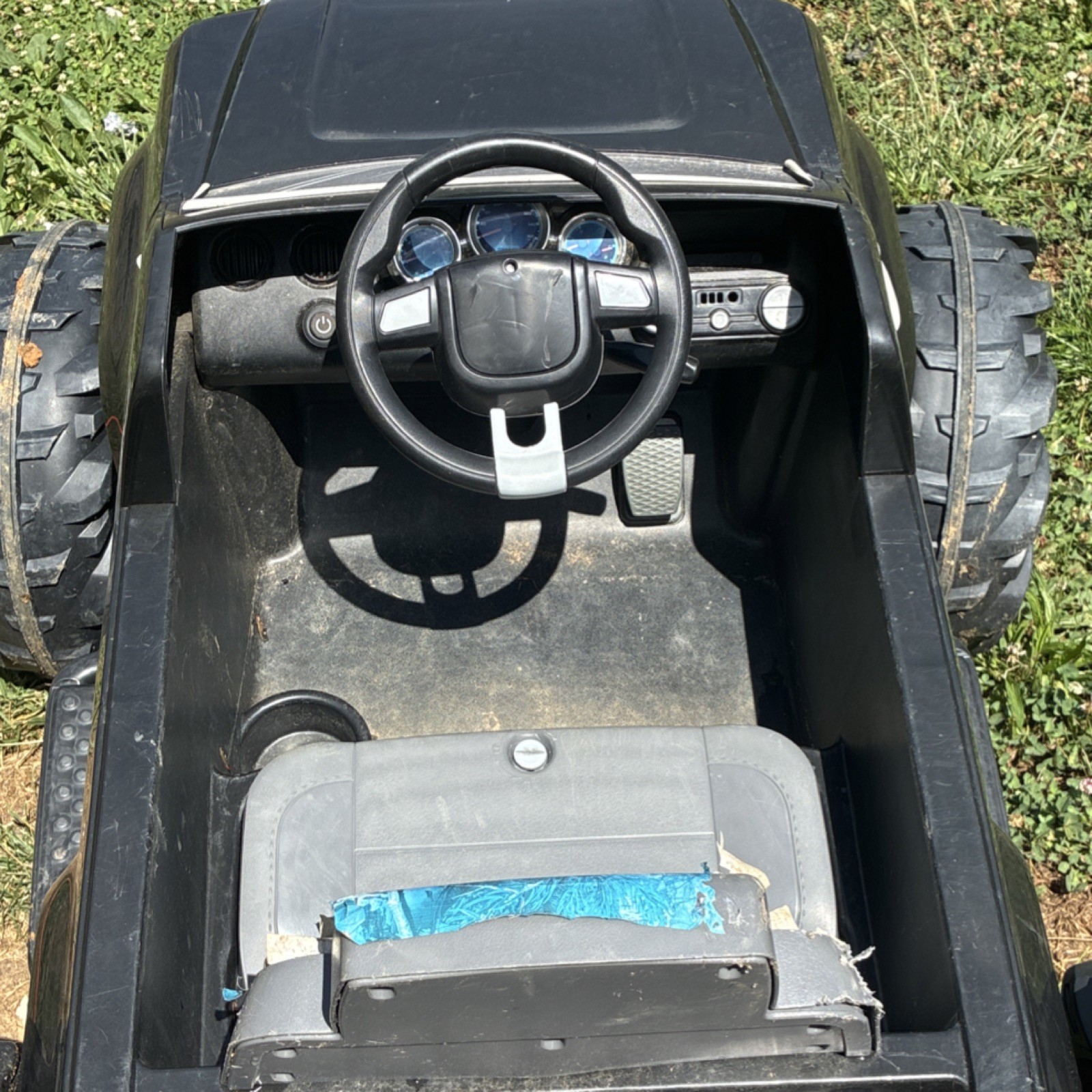 Kids Battery Powered Ride-On Truck, Black Off-Road Style, Large Tires