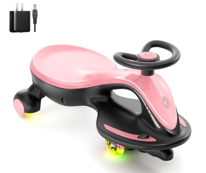 6V Electric 2-in-1 Rechargeable Toddler Wiggle Car Ride-On Pink & Black