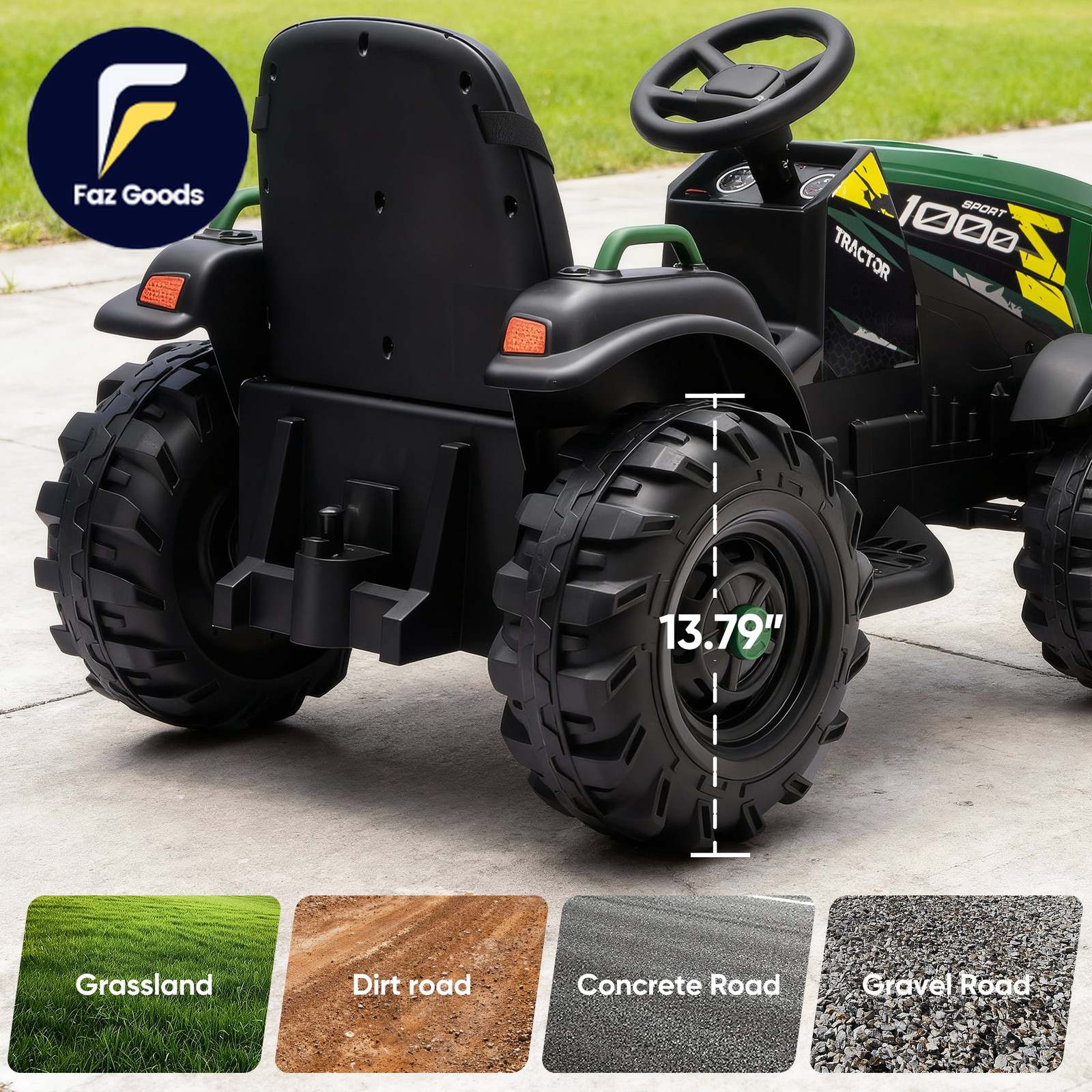 24 Volt Ride on Toys Kids Electric Ride on Tractor with Trailer Green NEW