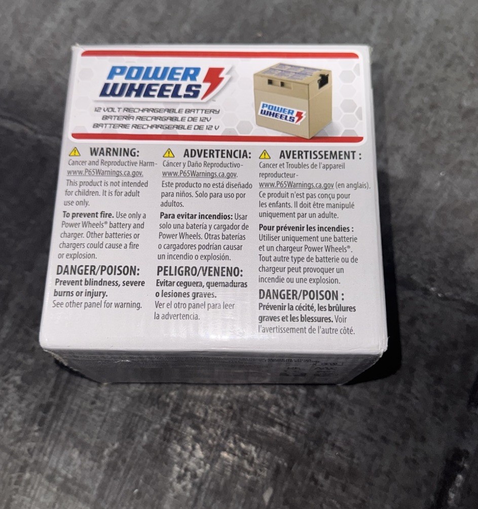 Fisher Price Power Wheels 12 volt battery 12Ah – New