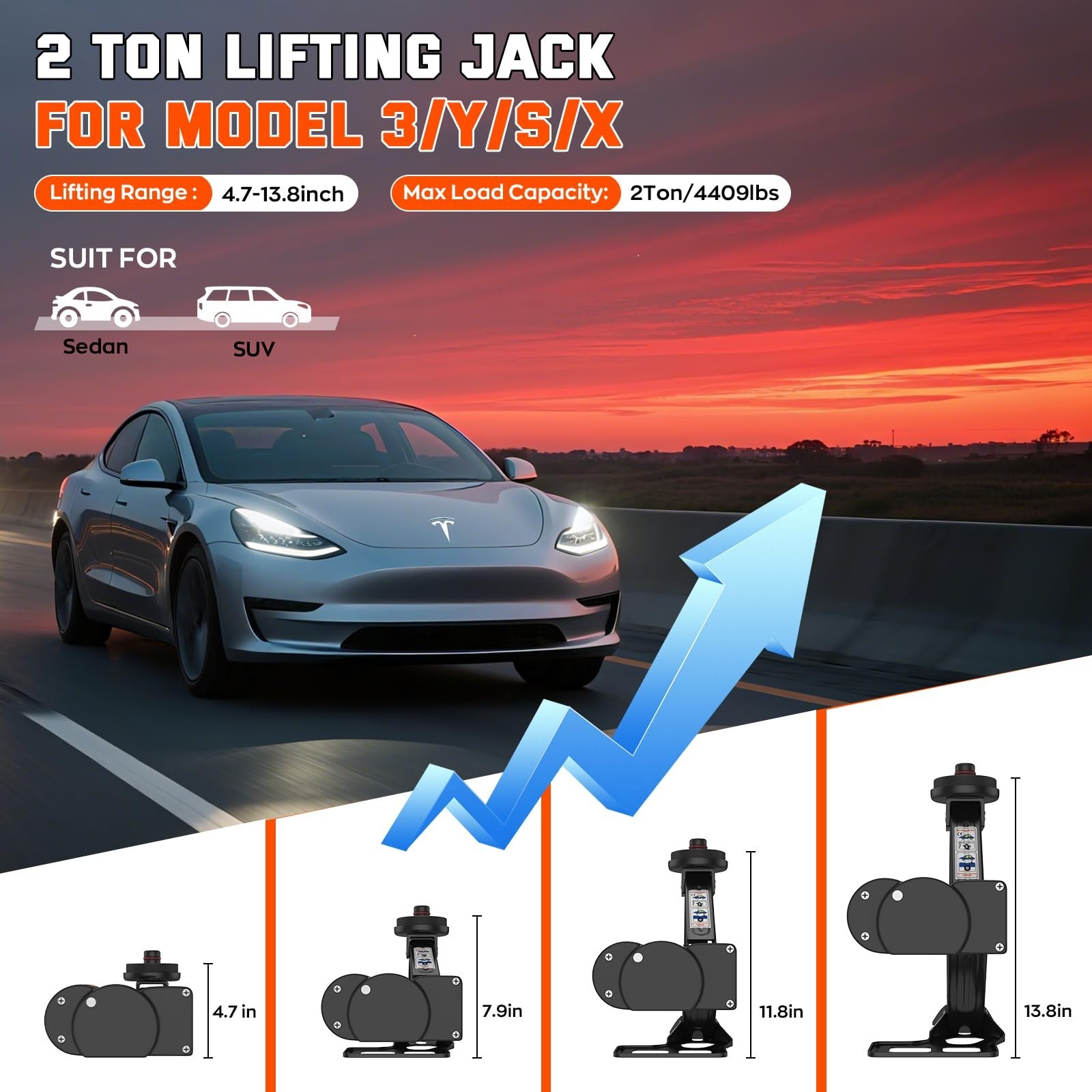 Electric Car Jack for Tesla, Portable 12V 2 Ton Tesla Tire Repair Tools, Elec…