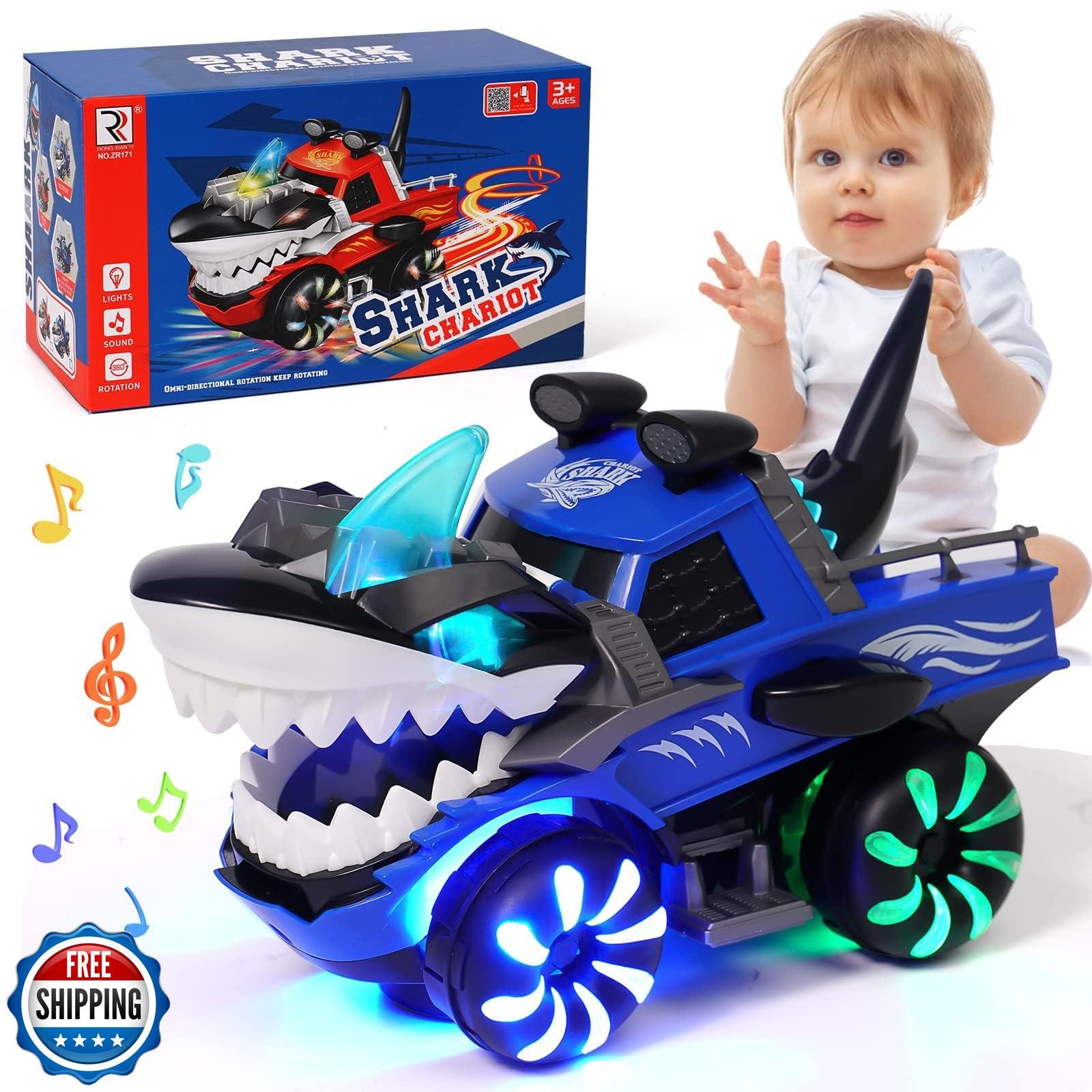 KidsMind Shark Monster Truck Toy for Baby Boy,Shark Car Lights Up