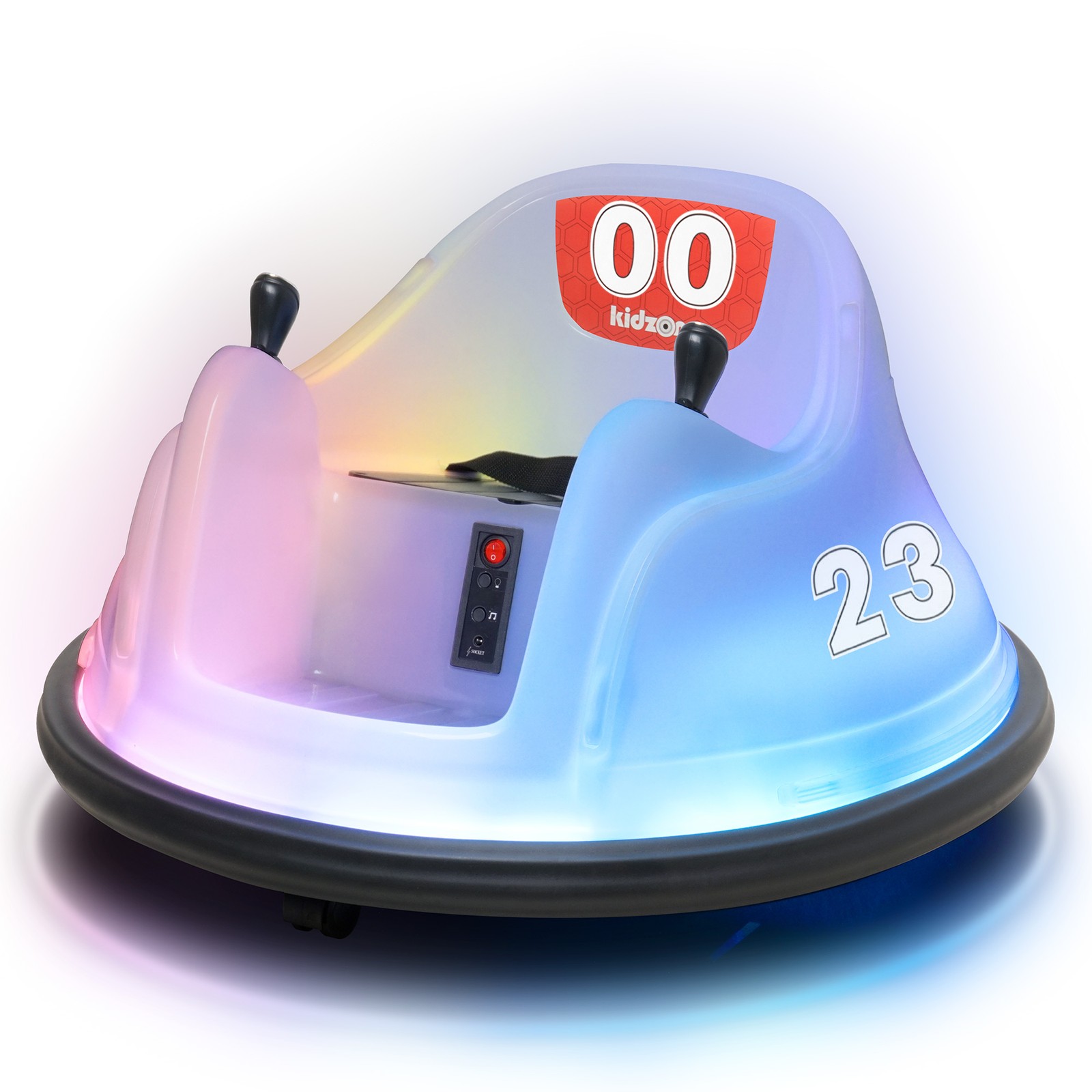 Kidzone 6V Electric Ride On Bumper Car W/Full-Body LED Lights – White