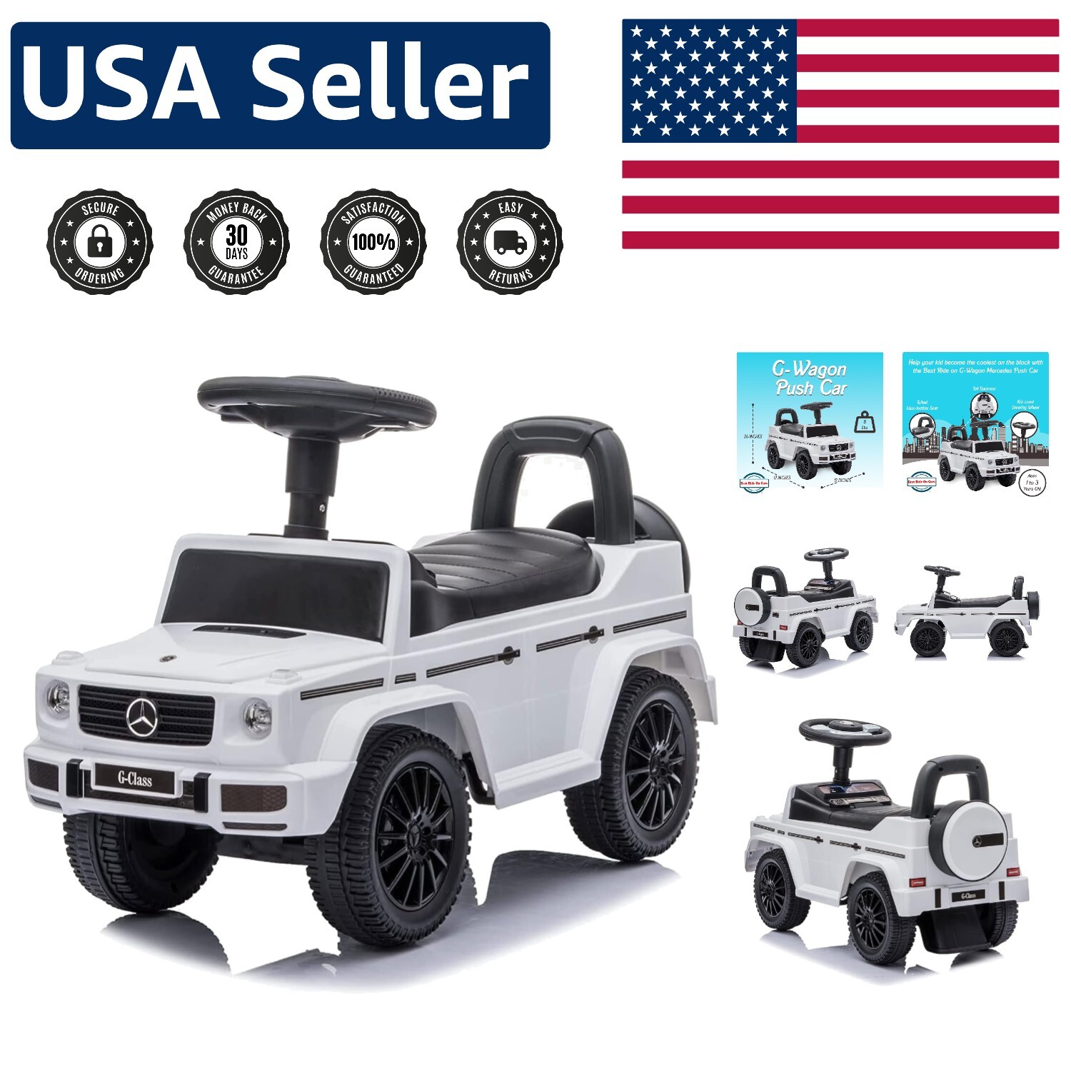 Kids Luxury Push Car G-Wagon with Music and Lights, Perfect for 1-3 Olds
