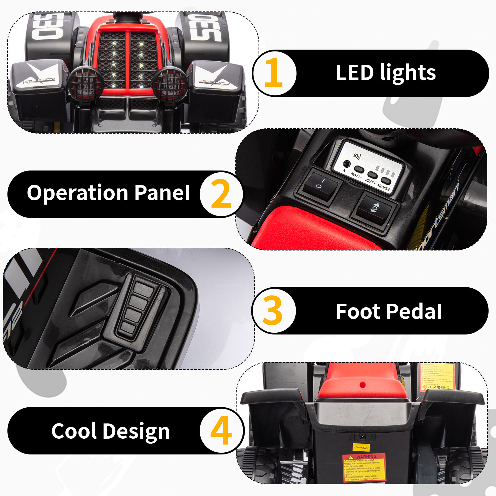 6V Kids Ride On Car 4-Wheeler ATV Play Car Electric Vehicle for Boys & Girls
