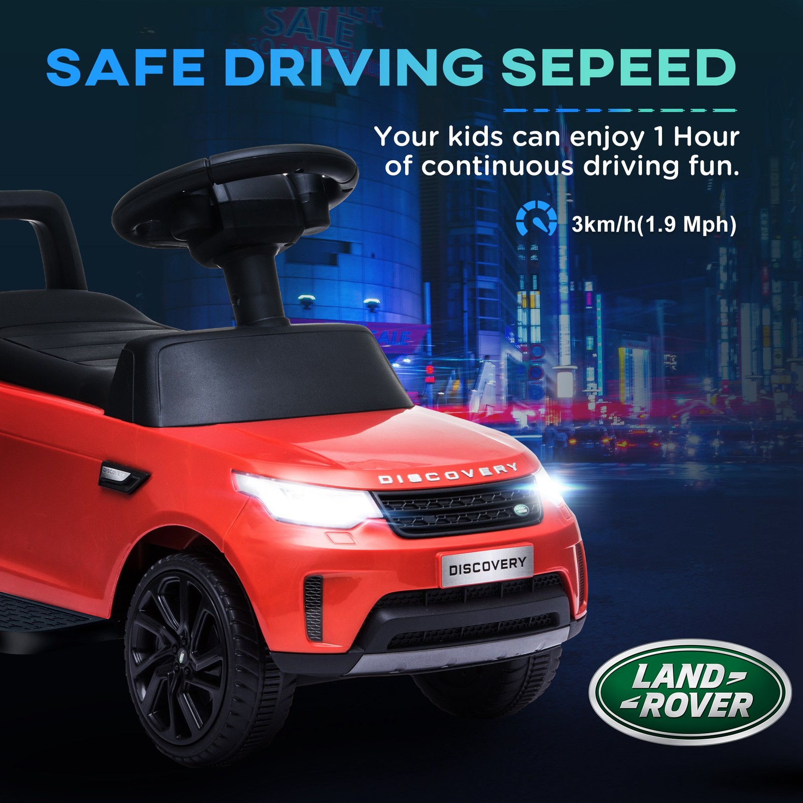 2 in 1 Land Rover Licensed 6V Ride On Car, Sliding Car, Red