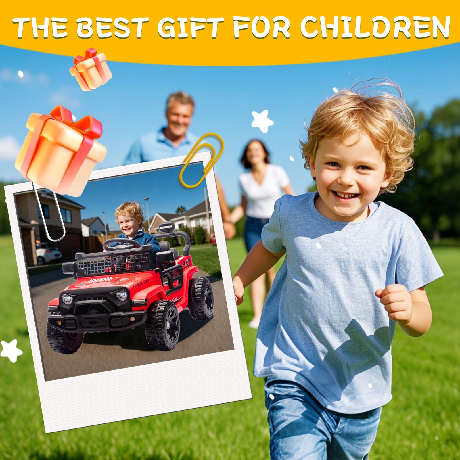 24V Kids Ride on Electric Car w/Remote, Power Wheels Toys for Boys & Girls,Red