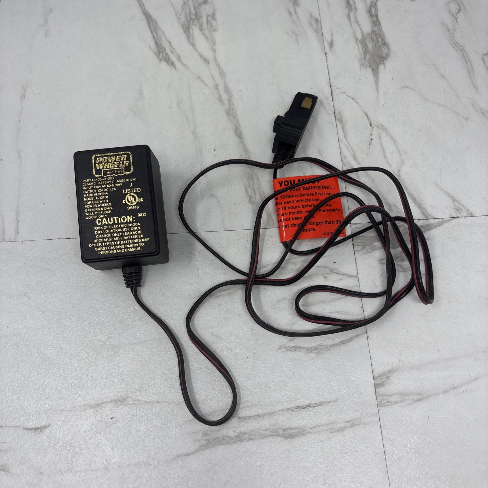 Genuine OEM Power Wheels 12 Volt Battery Charger Part No. 00801-0972.
