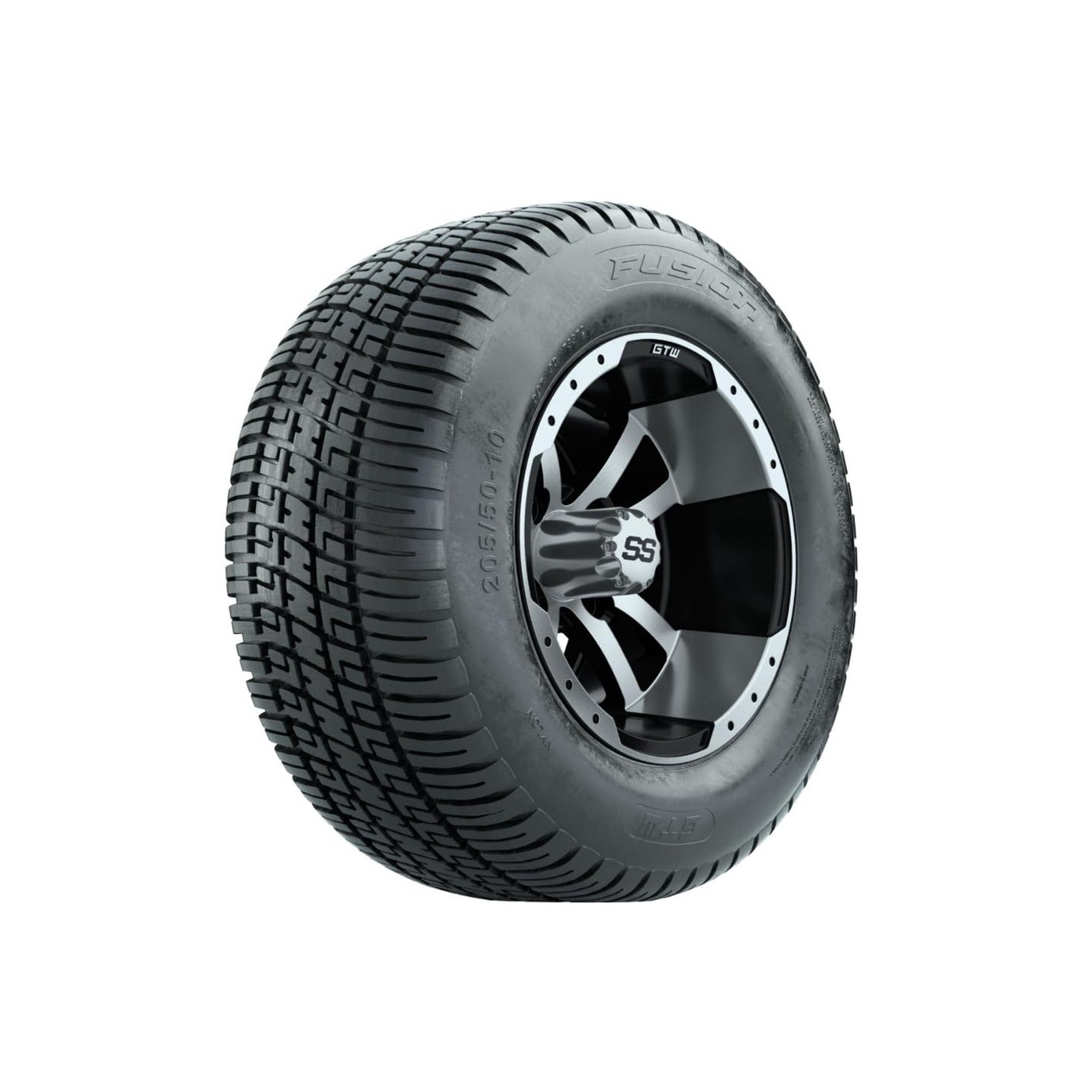 GTW 10 Inch Golf Cart Wheels and Tires Combo | Storm Trooper Machined/Black W…