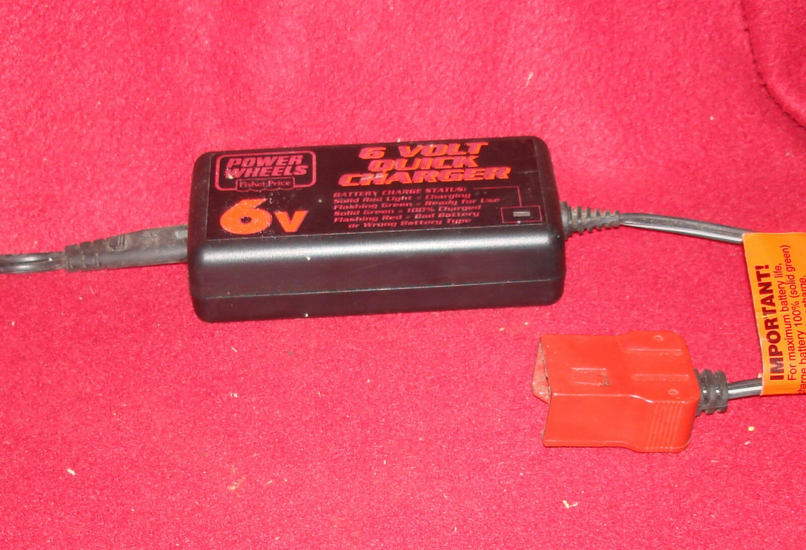 Fisher Price.Power Wheels Six Volt Quick Charger!