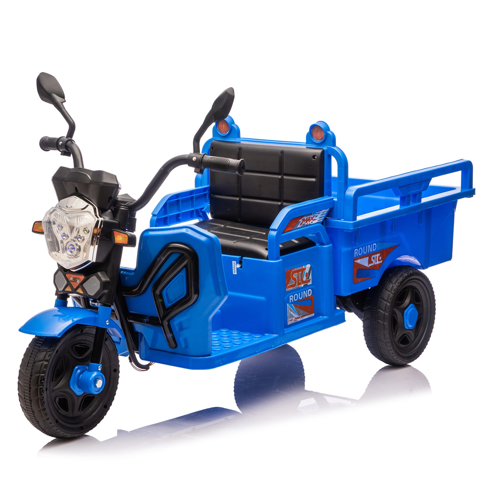 12V Kids Trike, 2WD, Anti-Slip Wheels, LED Music, Storage, 3-6Y