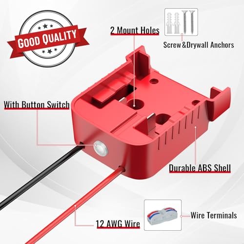 Upgraded Power Wheel Adapter Compatible with Milwaukee 18V Battery – 1-PACK Red