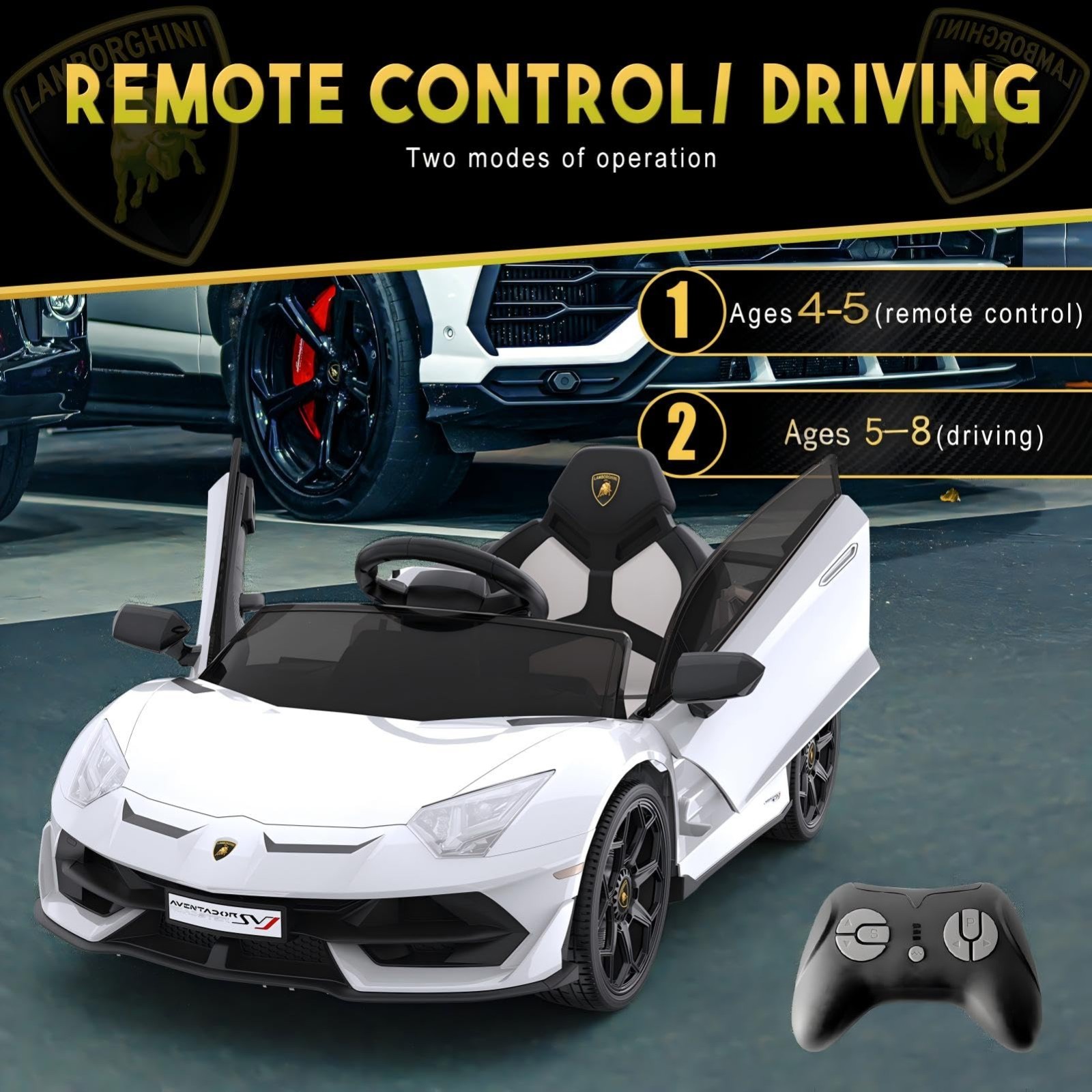 12V Electric Ride On Licensed Lamborghini Car for Kids Battery Power 4 Wheeler