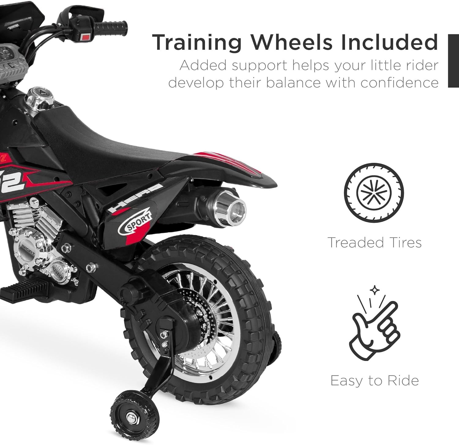 Best Choice Products Kids 6V Ride-On Motorcycle w/ Lights, Sounds,Training Wheel