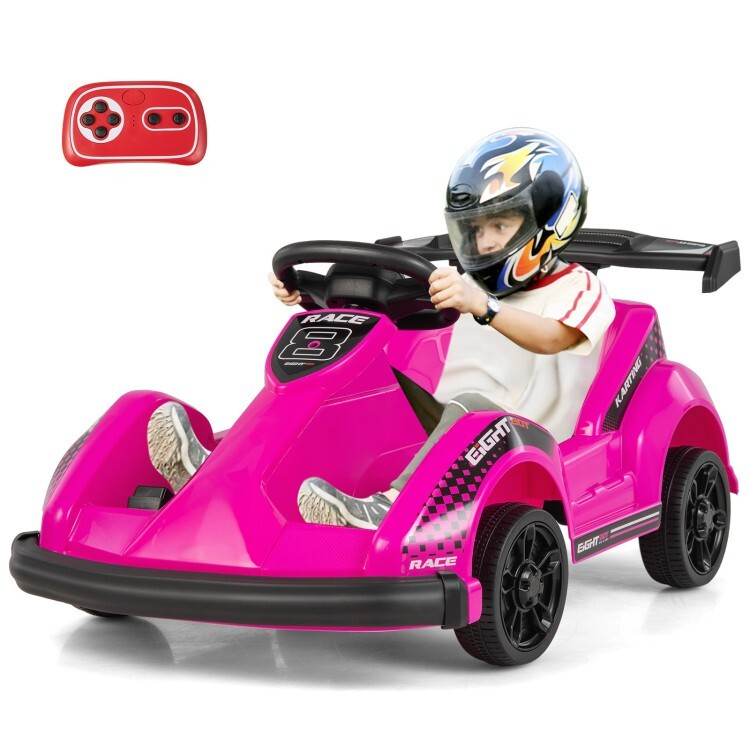 Go Kart Kids 6V Battery Powered Ride On Toy w/ Remote Control & Safety Belt Pink