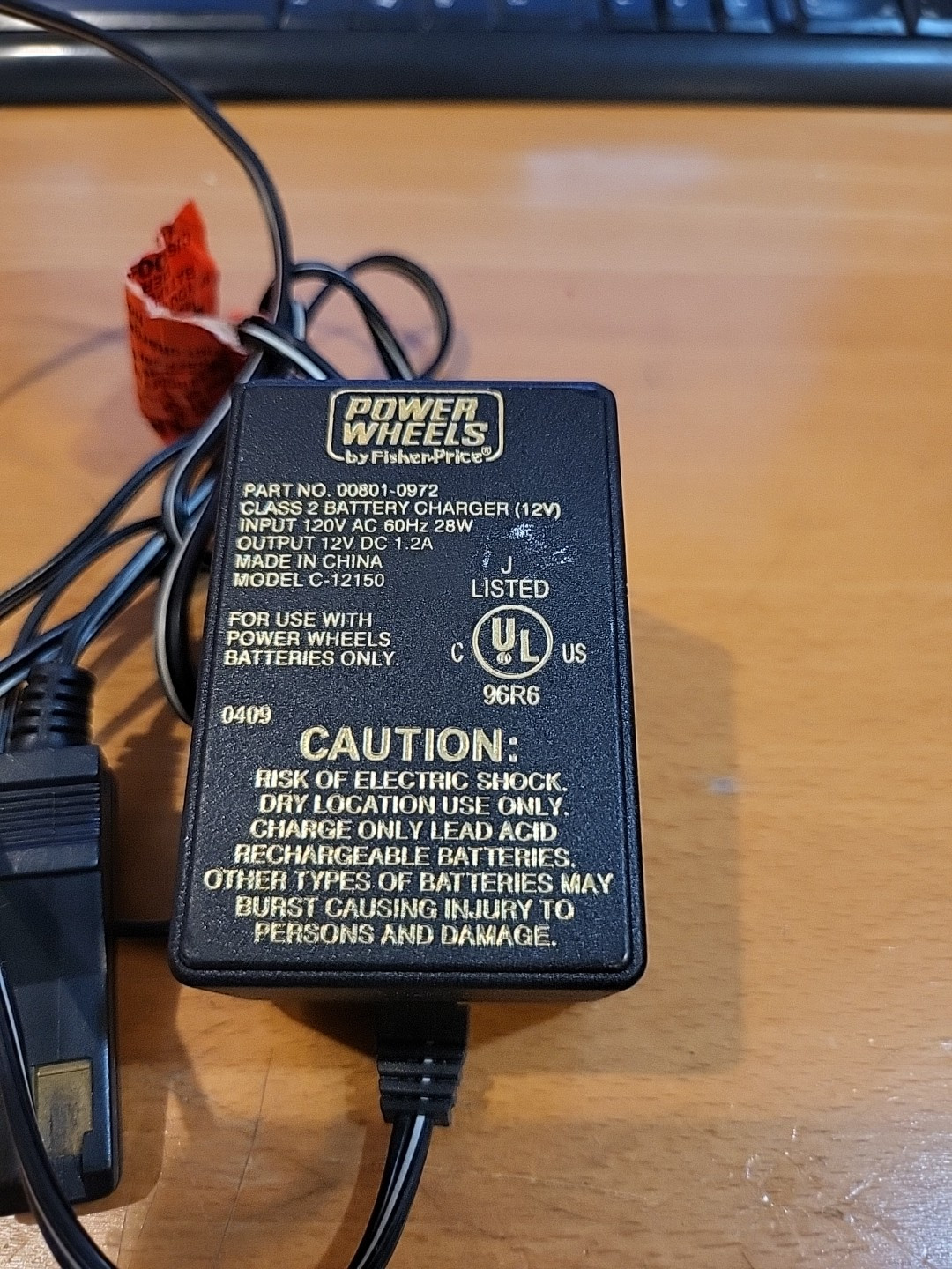 Fisher Price Power Wheels 00801-0972 Class 2 12V Charger Model C-12150