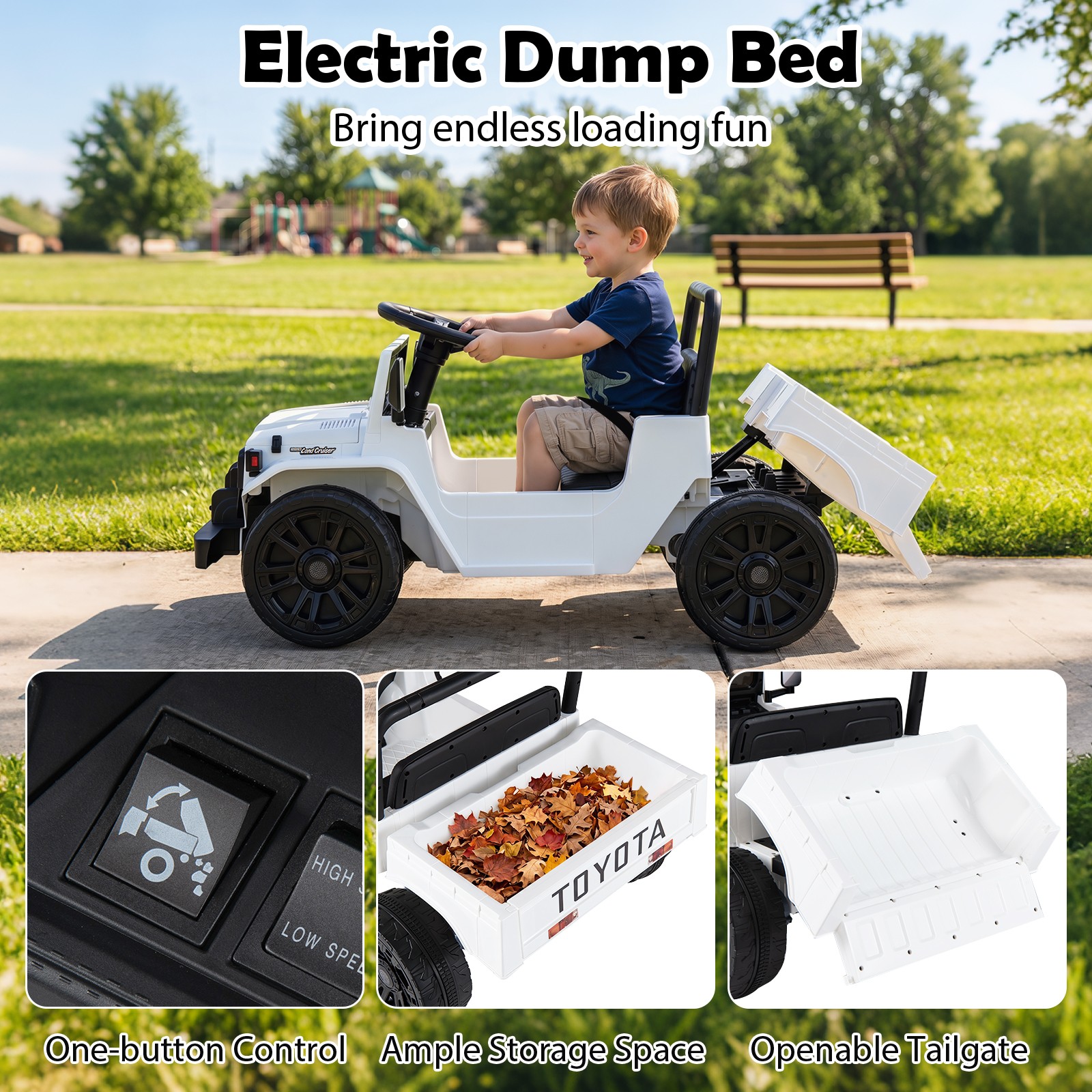 Licensed Toyota Ride On Truck w/Parent Remote Control, Spring Suspension, Light