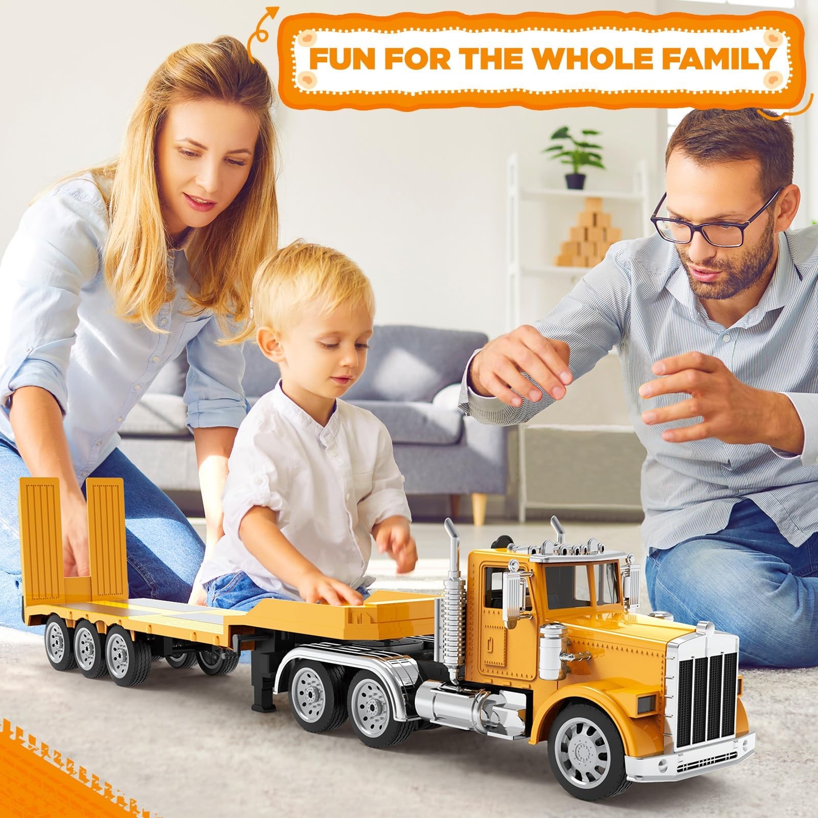KIDMARKT 39.6″ Giant RC Semi-Trailer Truck for Kids | 16-Channel Remote Contr…