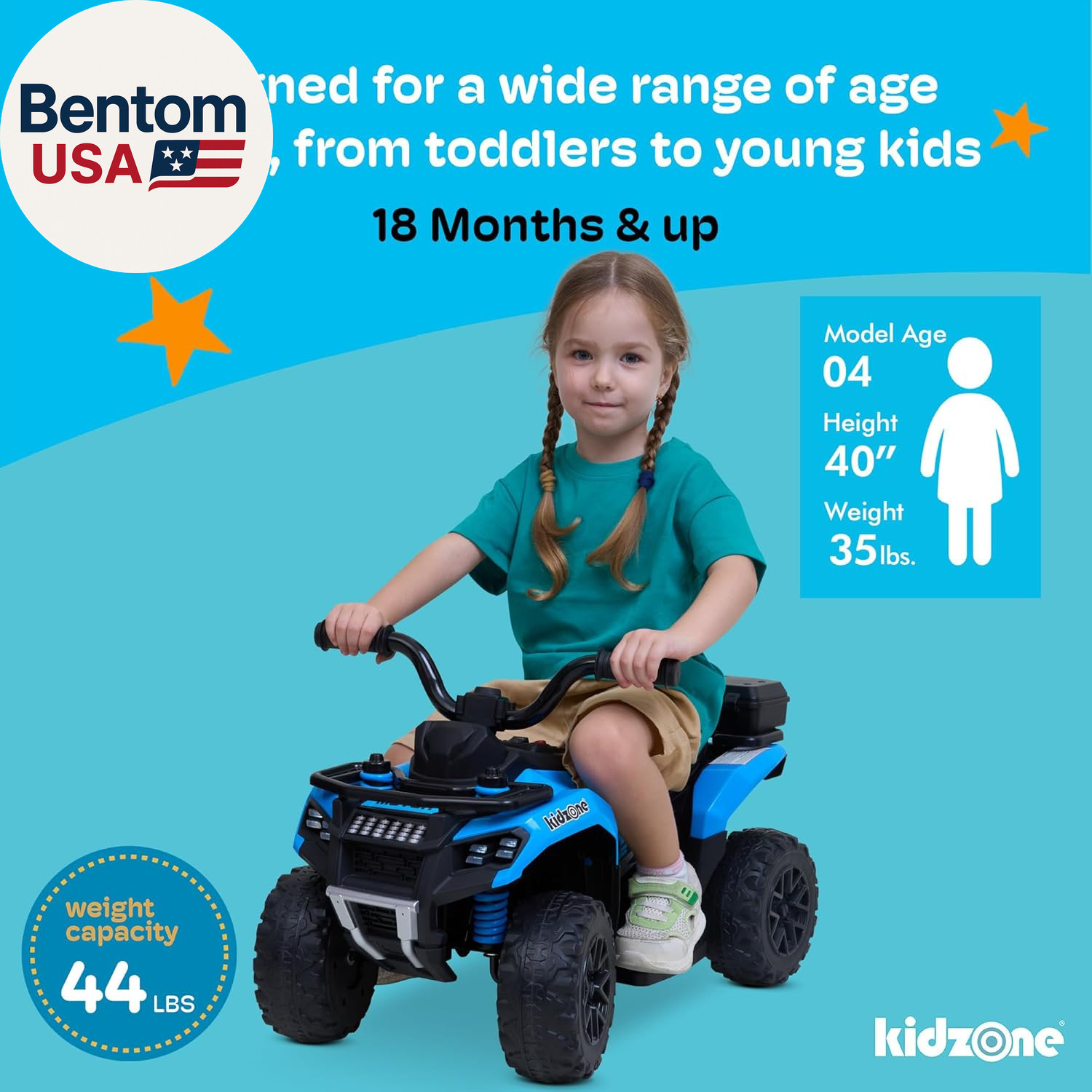 6V Ride on ATV, Battery Powered 4-Wheeler Electric Vehicle for Toddlers W/Blueto